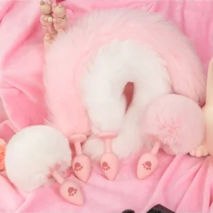 Anal Plug with Fox Tail for Woman Female Man Gay Butt Plug Adults Couples Pink White Sex Toys Cat Claw Tail Role Play Mast