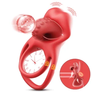 Penis Ring Vibrator Lifelike Tongue Vibrating Delay Cock Ring Clitoral Stimulator Male Pleasure Adult Sex Toys for Couples Games