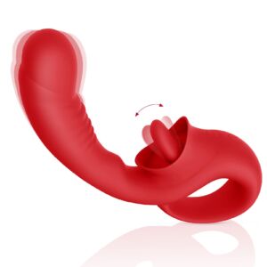 2 In 1 Clitoris Stimulator 10 Modes Tongue Licking Vibrator