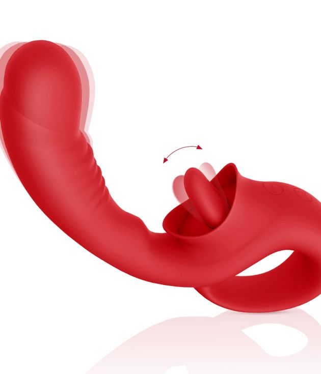 2 In 1 Clitoris Stimulator 10 Modes Tongue Licking Vibrator