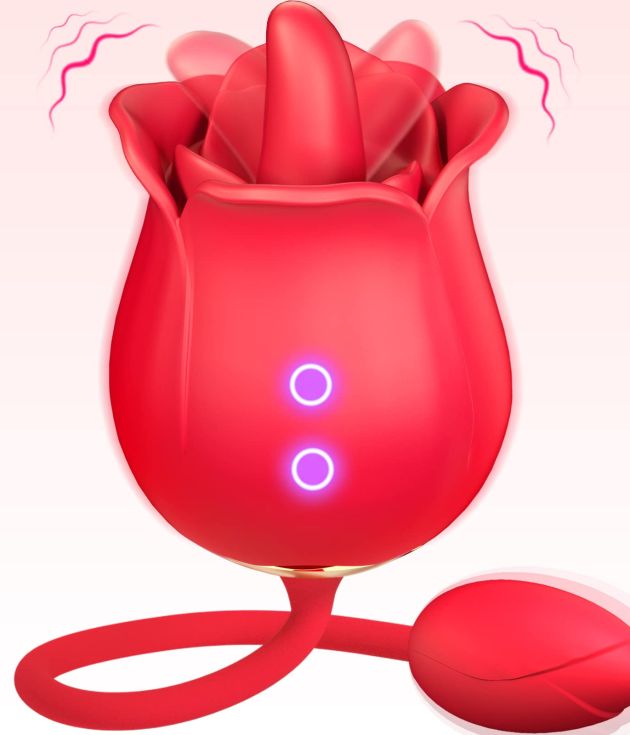 3in1 Rose Head 2+9 Frequency Licking telescopic Vibrator