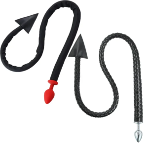 Metal PU leather Whip Anal Sex Devil Tail Cosplay Butt Anal Plug For Adult