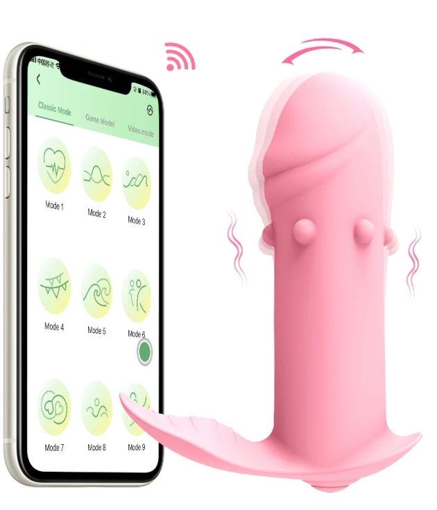 10 Frequency Wireless APP Dildo with Granular Clitoris Vibrator