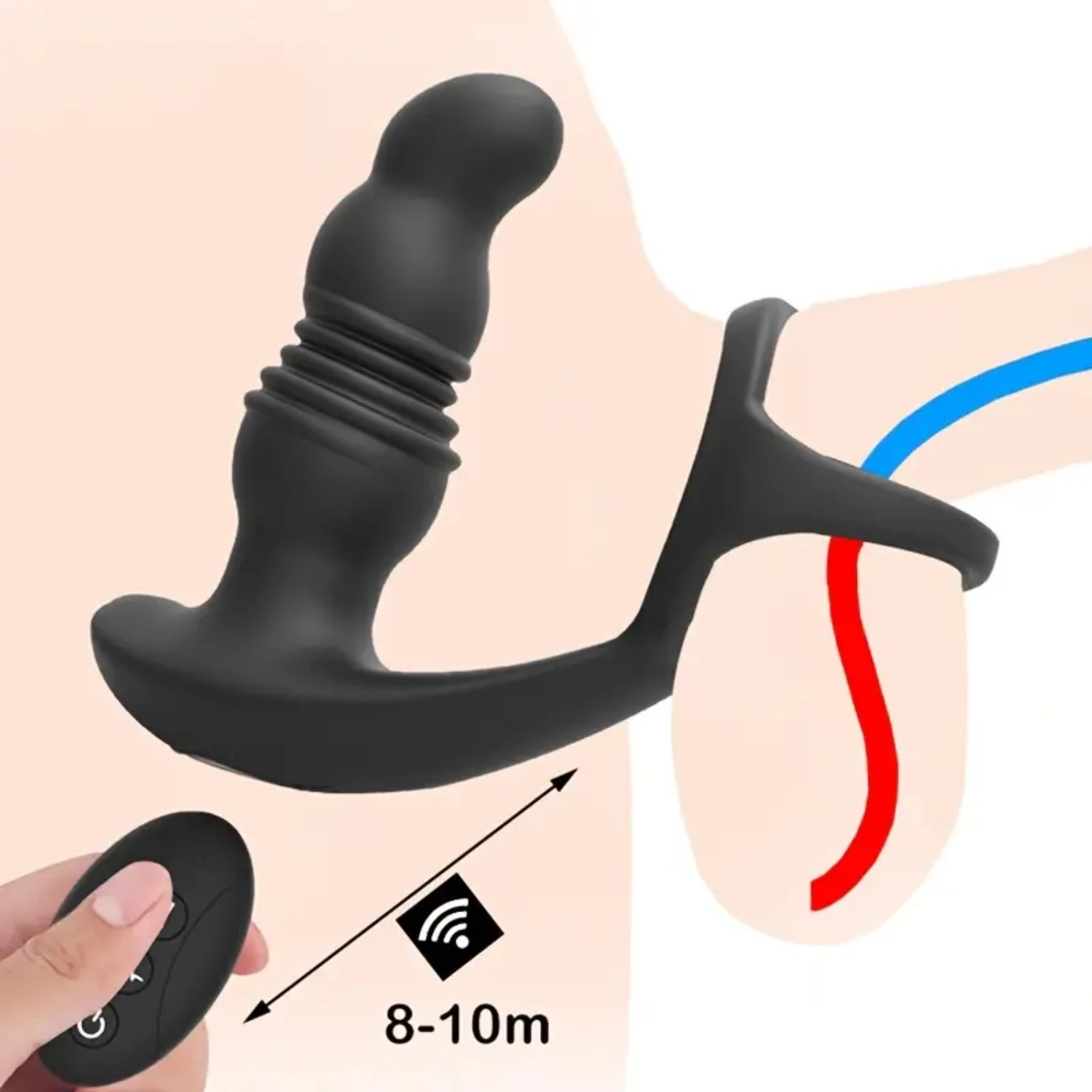 7 Vibrating 3 Thrusting Anal Massager with Cock Ring - Image 3