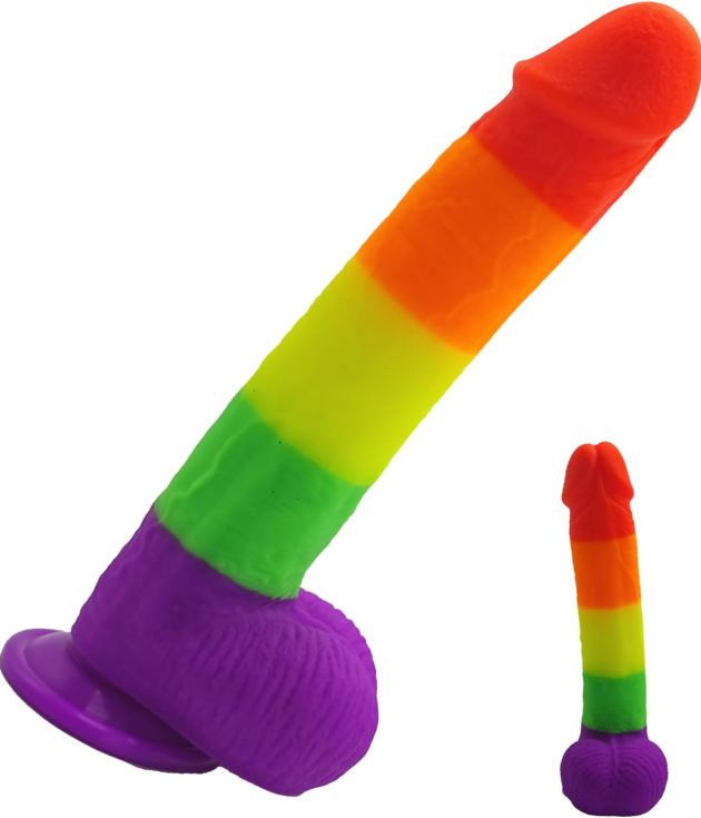 6-8 Inch Rainbow Realistic Penis Dildo with Suction Cup