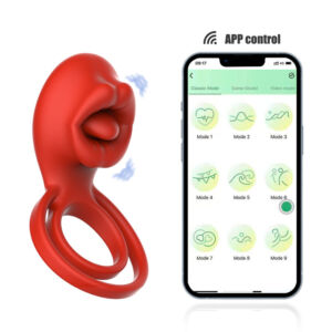 9 Frequency Lifelike Tongue Remote Control Vibrating Delay Cock Ring