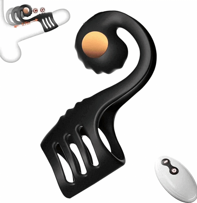 10 Mode Vibrating Remote Cock Sleeve with Clit & G-Spot Stimulator Penis Ring For Adult