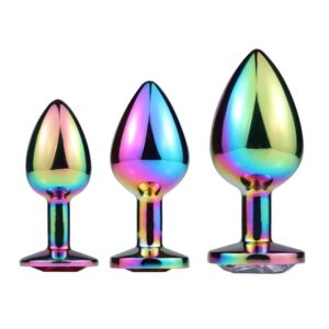 3pcs Stainless Steel Colorful EGG Heads Anal Plugs Set