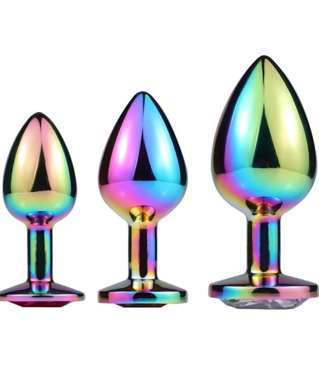 3pcs Stainless Steel Colorful EGG Heads Anal Plugs Set