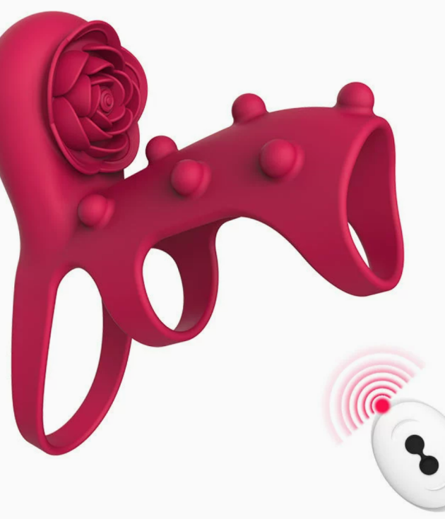 7 Frequency Rose G-spot Clitoral Stimulation With Surface Beads Penis Ring