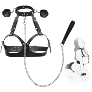 Pussy Handcuffs  Harness Cuffs Bondage Straps Obedience With Chain Set For Adult