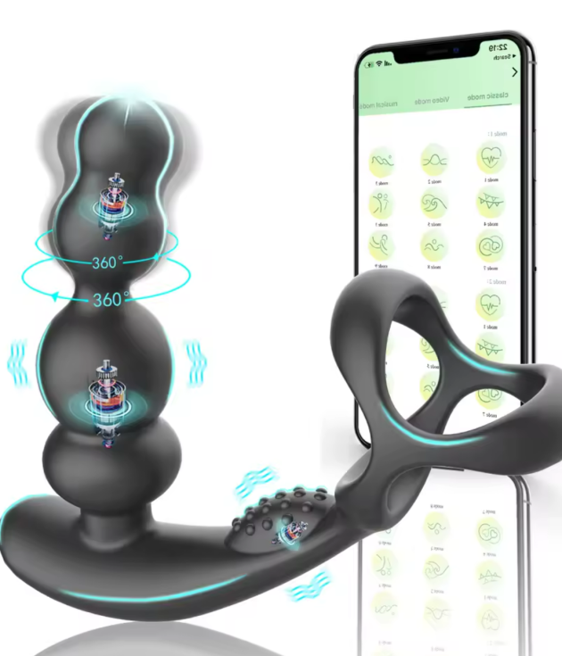 360° Rotating 10 Vibration Patterns With Cock Ring APP & RC Prostate Massager