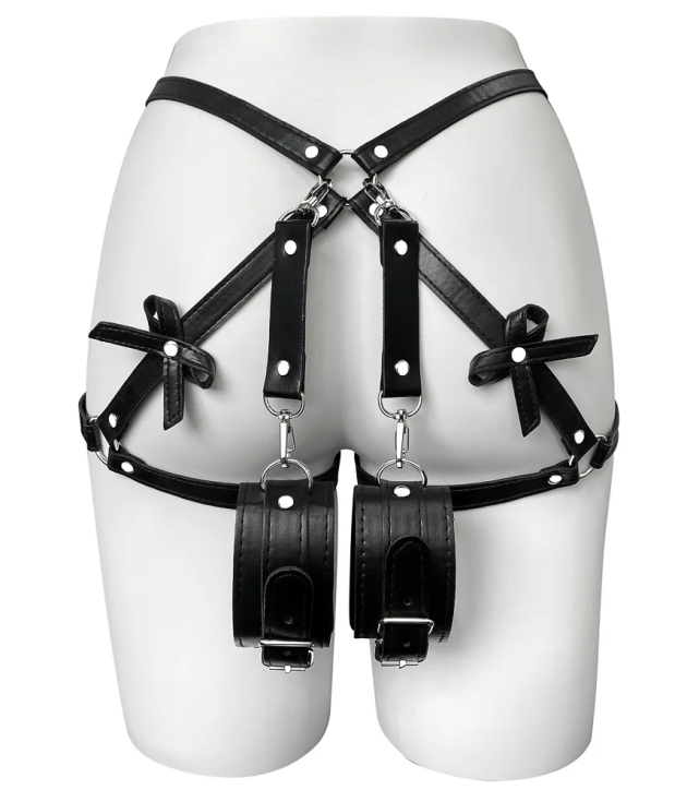 Bow PU Leather Harness Woman Thigh Garter Sword Belt Butt Wear Suspender For Adult