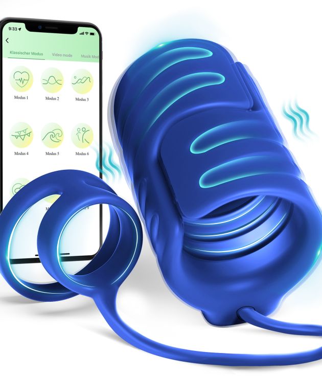 9 Vibrating Stretchy Male Masturbator with 2 Cock Penis Ring