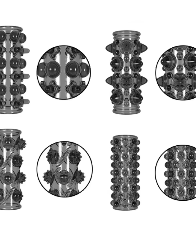 Particles Ribbed and Spikes Reusable Extender Delay Ejaculation Penis Sleeve