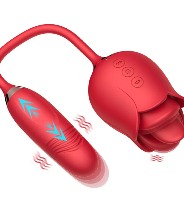 3in1 Rose head 2+9 Frequency Licking telescopic Vibrator