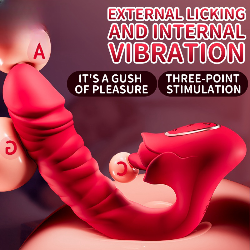 Rose Head10 Vibrating & Licking Sucking Telescoping vibrator - Image 5