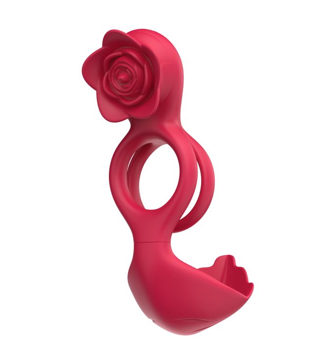 9 Vibrating Dual Modes Rose Head APP Control Penis Ring