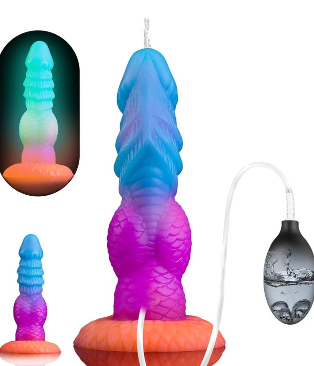 Alien Big Glans Raised Ridge Ejaculating Luminous Dildo Pump Plug