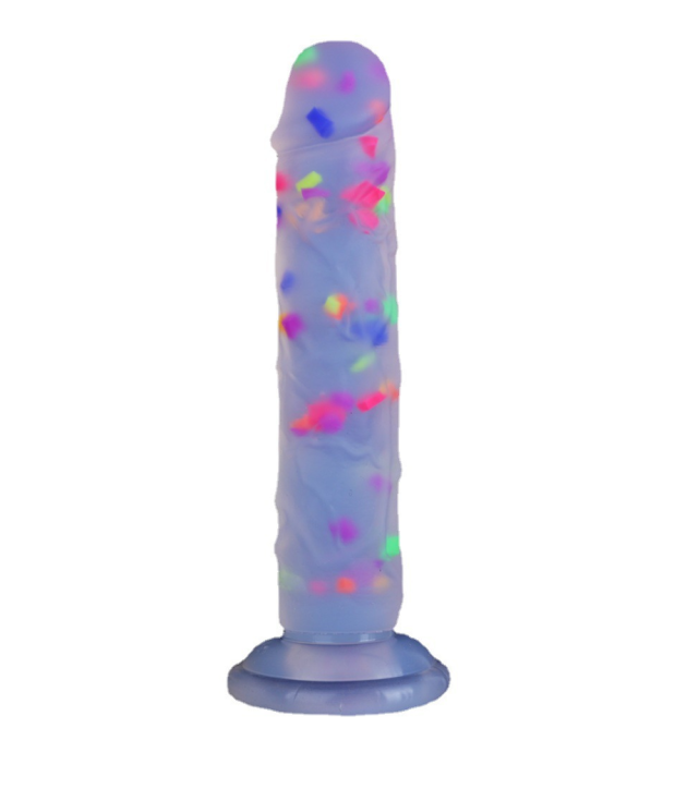 6-9inch Jelly Sequins with Suction Cup Silicone Dildo Plug