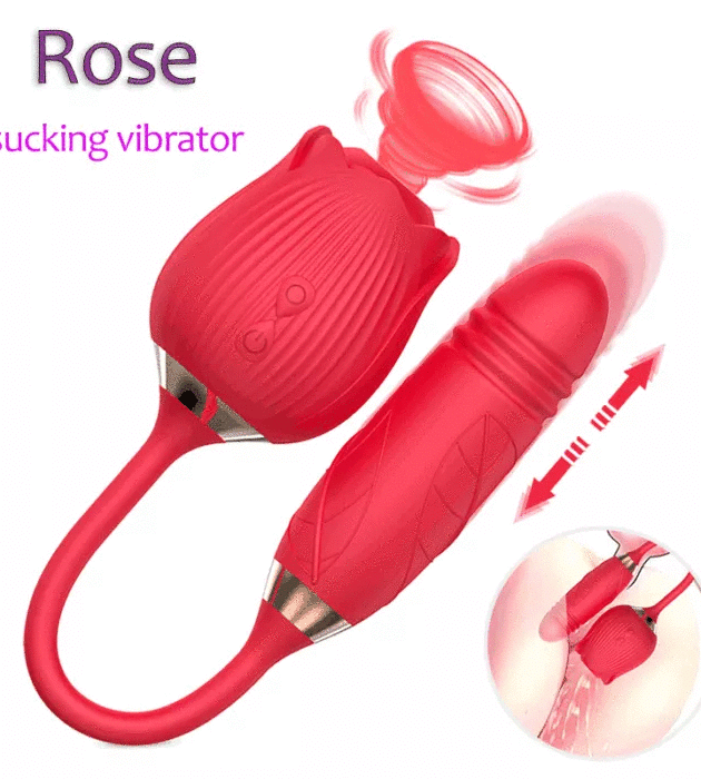 2in1 Double Head Sucking Licking Rose Vibrator