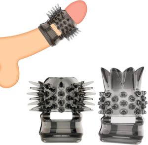 2 TYPE Lotus Particles Ribbed and Tiny Spikes Delay Ejaculation Penis Sleeves