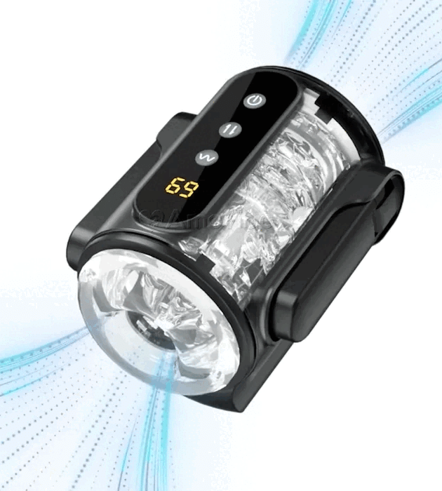 6 Vibrating Thrusting 3 Speeds Double Insertable Handheld Masturbator Cup