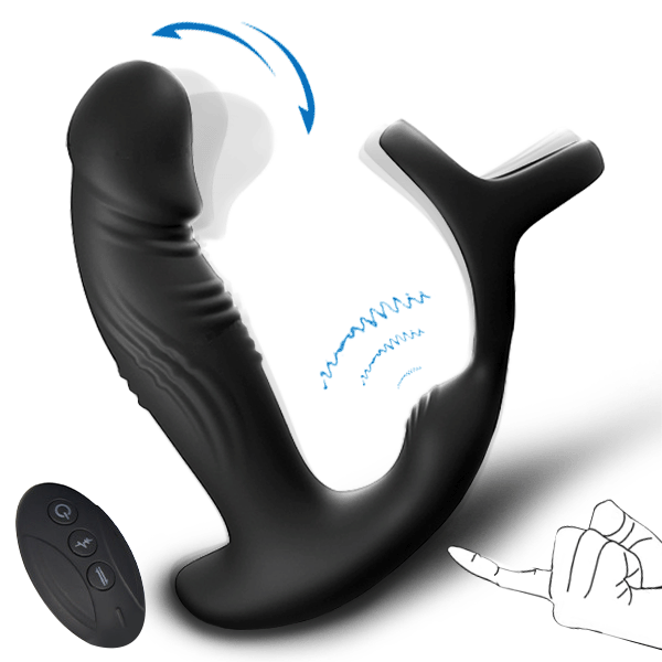 7 Vibration 3 Wighhling Modes Finger-Like Dildo With Rings Prostate Massager