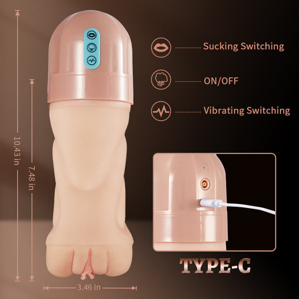 5 Sucking 10 Vibrating Simulated Pussy Pocket Vagina Masturbator Cup - Image 8