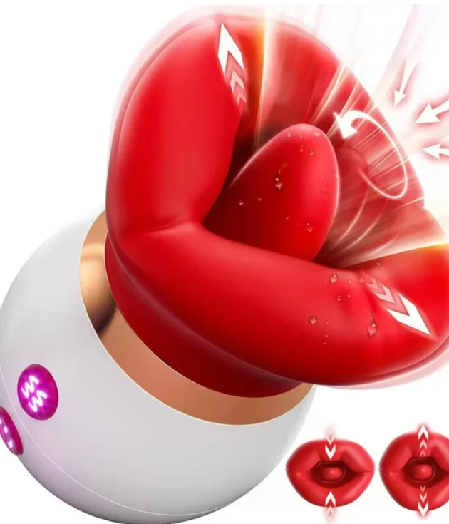 3 in1 Rose Tongue Licking Sucking Big Mouth Vibrator