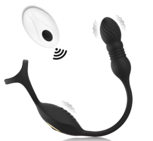 9 Thrusting 9 Vibrating Wearable Prostate Massager with Dual Cock Rings