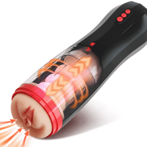 10 Vibrating 5 Telescoping Rotating Sucking Male Masturbator Cup