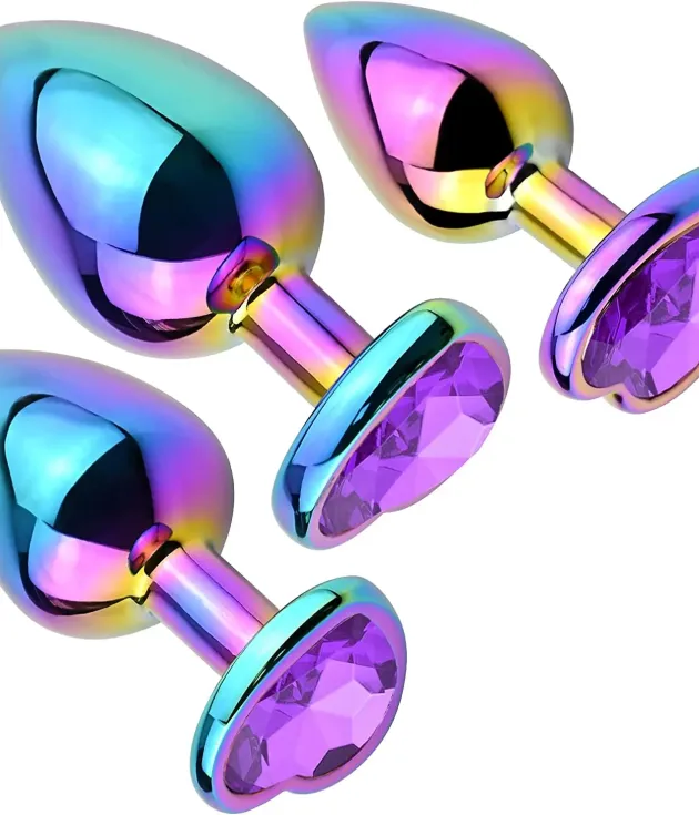 3pcs Rainbow Aluminium Alloy Colourful  Anal Plug