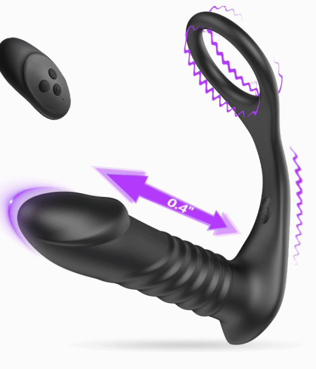 10 Thrilling Vibration 3 Thrusting Silicone Remote Control Cock Ring Prostate Massager