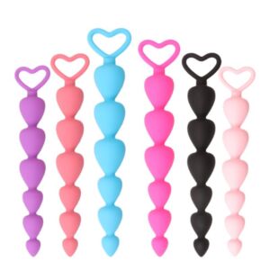 6 HeartBeads 6 colors  Silicone Anal Plug