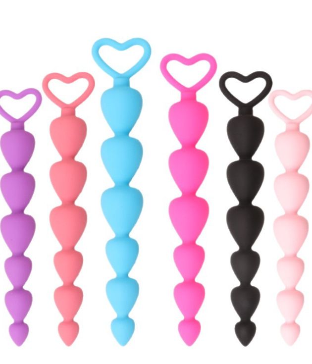 6 HeartBeads 6 colors  Silicone Anal Plug