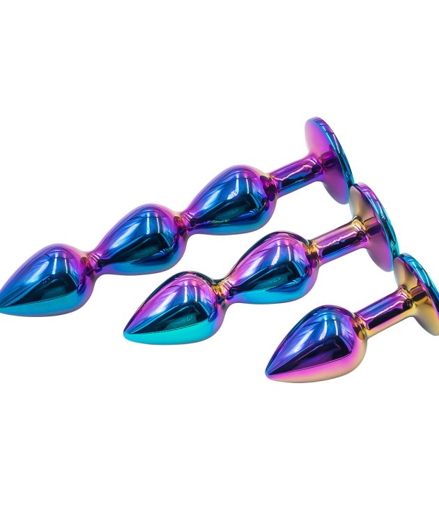 3 Style Colorful Various Sizes Metal Beginners Anal Breads
