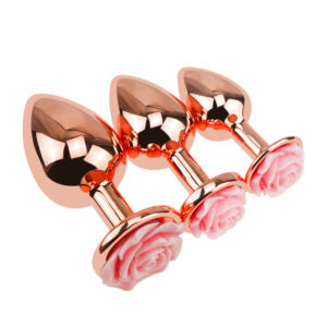 RoseGold Egg-shaped with a Pink Rose base Anal Plug