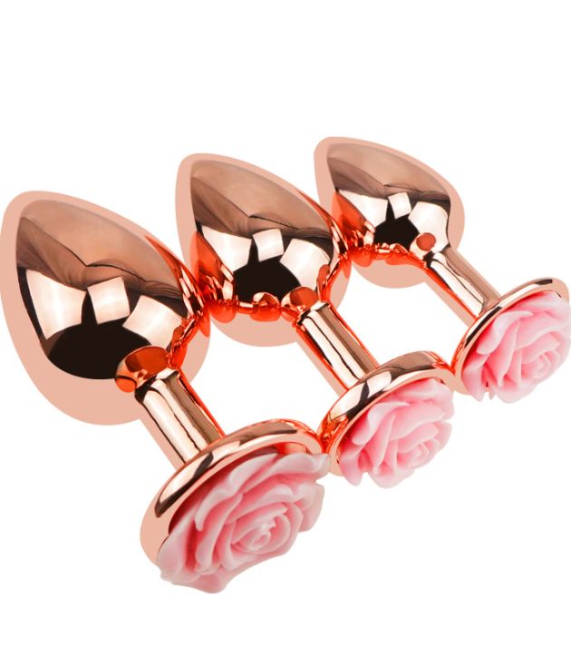 RoseGold Egg-shaped with a Pink Rose base Anal Plug