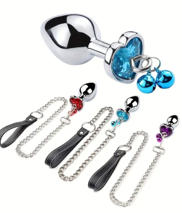 3PCs Metal Double Bells Jewel Anal Plug Set Adult Toy