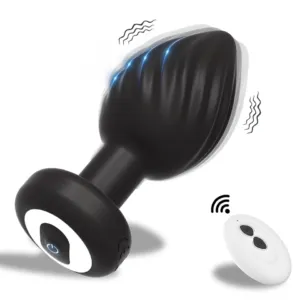 10 Vibration Spiral Groove Wireless Remote Control Anal Plug Vibrator