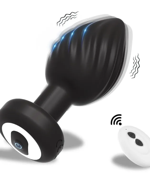 10 Vibration Spiral Groove Wireless Remote Control Anal Plug Vibrator