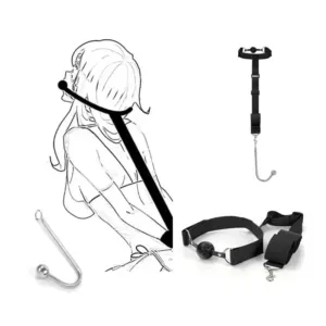 Collar Mouth Plug Reverse Handcuffs With Anal Hook Set