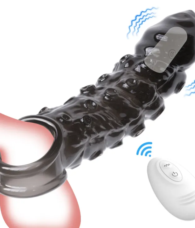 Octpus Particles Ribbed Reusable Extender Delay Ejaculation Penis Sleeves