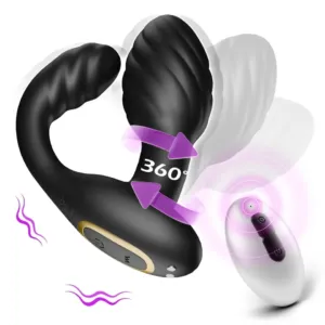10 Rotating & 10 Vibrating Silicone Anal Prostate Massager