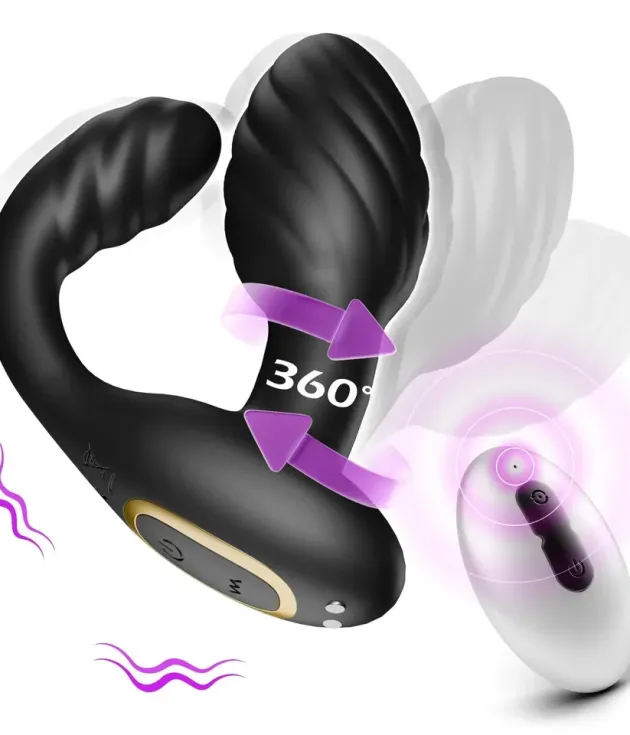10 Rotating & 10 Vibrating Silicone Anal Prostate Massager