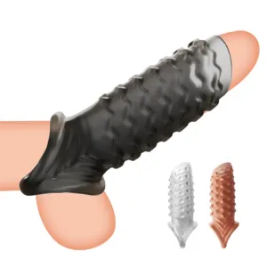 Wave Pattern Reusable Extender Condom Enlargement Penis Sleeve