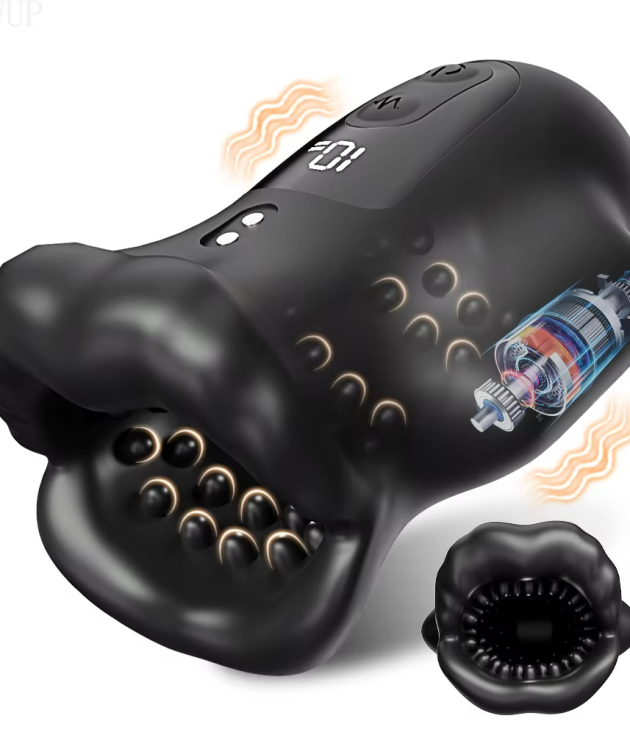 10 Vibrating & APP Mouth Blowjob Male Stroker Trainer Penis Vibrator For Adult