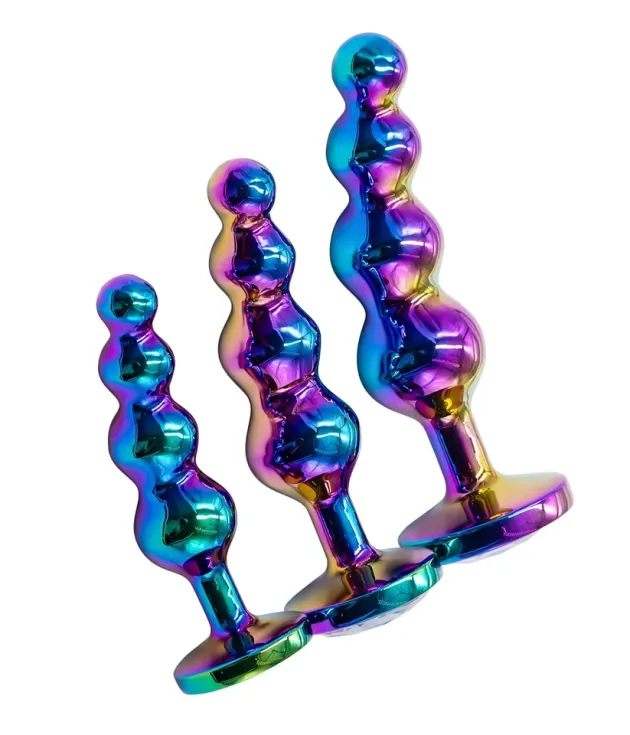4-Ball Rainbow Colorful Metal G-spot Anal Beads