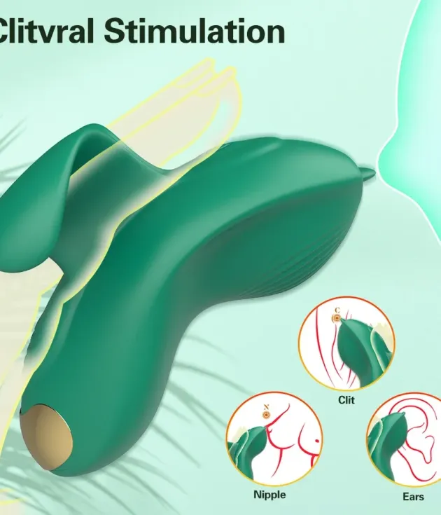 9 Vibration Silicone Finger With Tongue Clitoral Vibrator